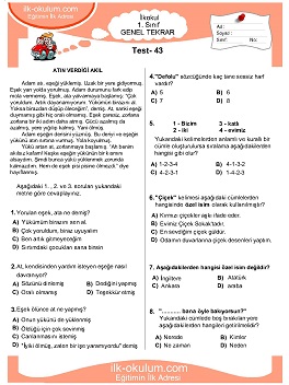 1. sınıf genel tekrar testleri